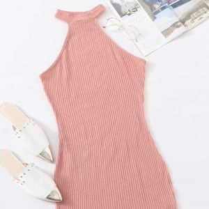 Ribbed knit body con dress.